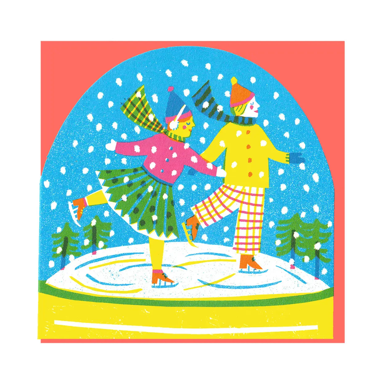 Ice Skaters Large Snowglobe Card image 0