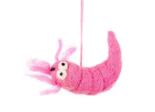 Pascal the Prawn Handmade Felt Hanging Biodegradable Decoration