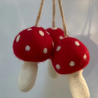 Handmade Needle Felt Hanging Red Toadstool