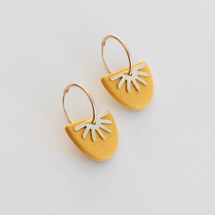 Sun Ray Hoop Earrings - Sunshine Yellow image 0