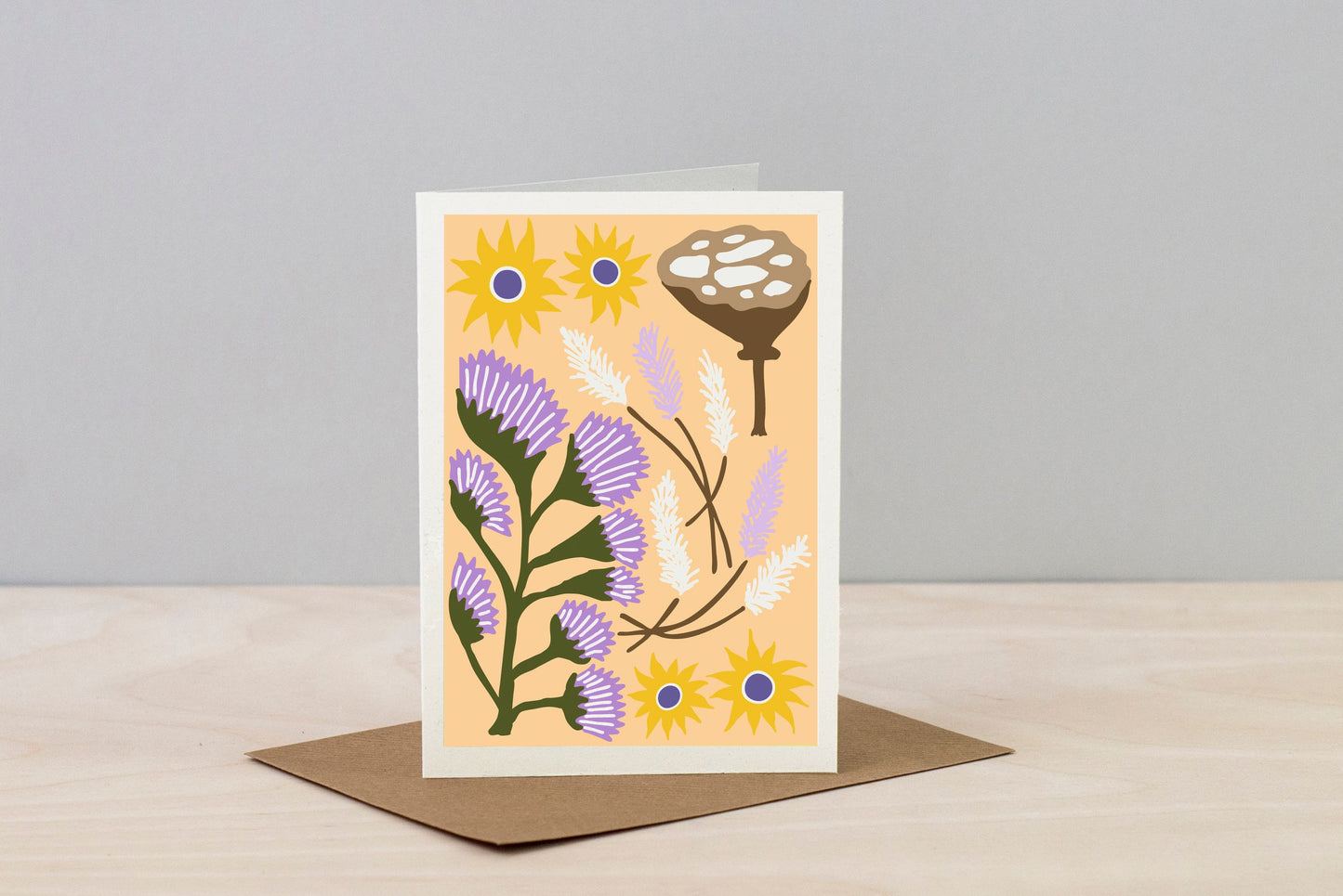 All Occasions Greeting Card - Dried Flowers (Wheat Yellow)