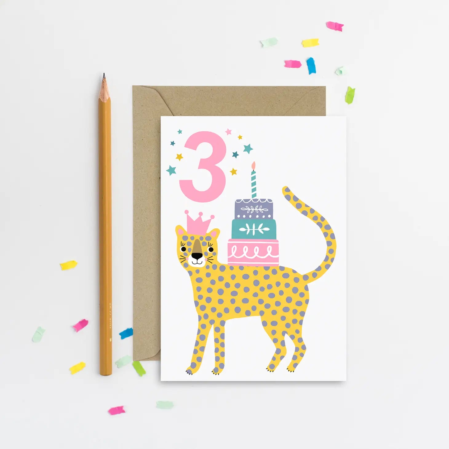 Age 3 Leopard Kid's Birthday Card image 0