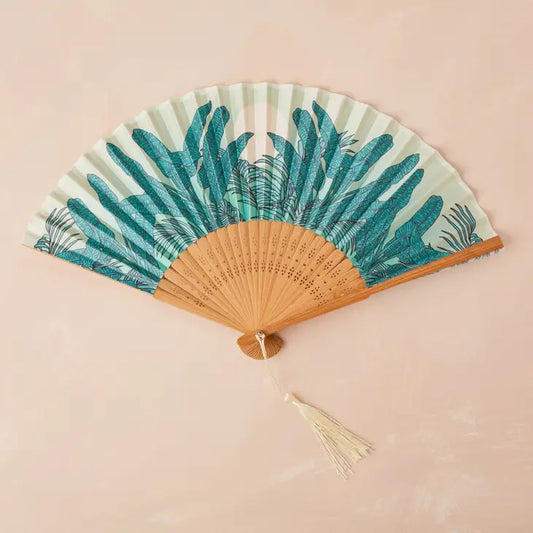 Small Folding Fan in Teal image 0