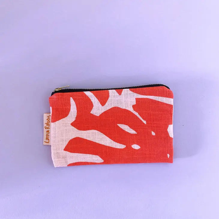 Leafy Handprinted Linen Purse image 1