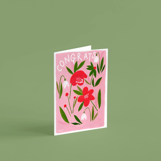 Pink Floral Congrats Card image 0