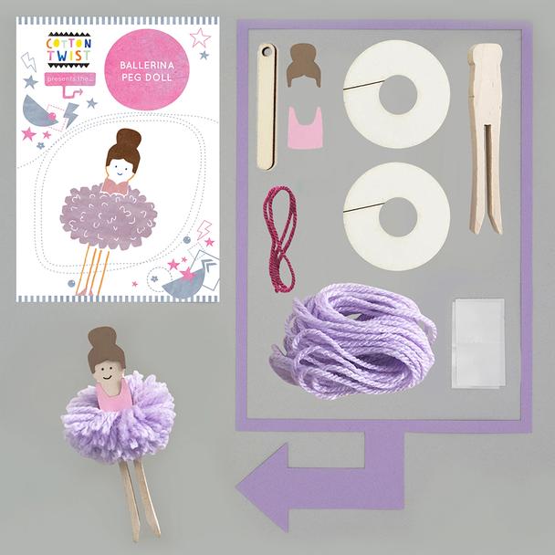 Make Your Own Pom Pom Ballerina Peg Doll Kit image 1