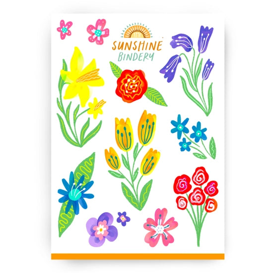 Whimsical Watercolour Flowers Sticker Sheet Pack image 0