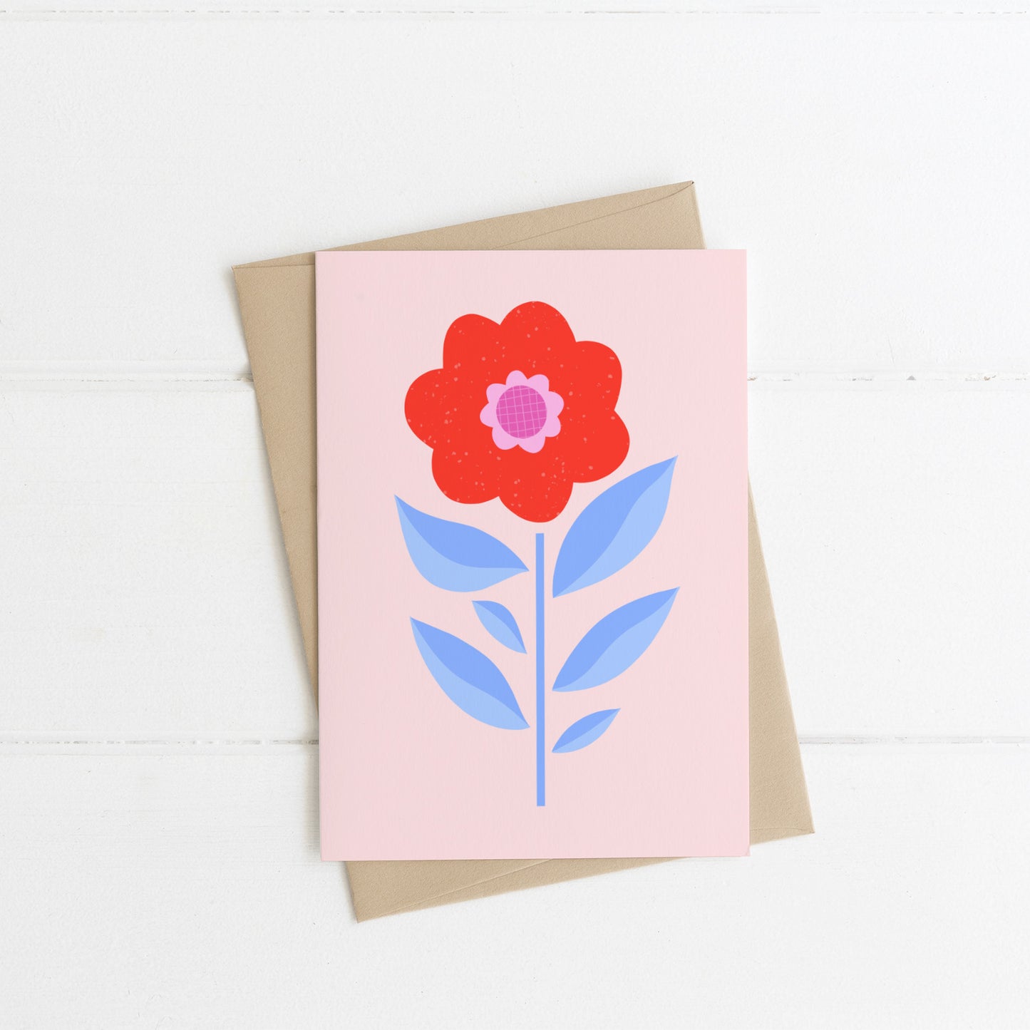 Red Abstract Flower Greetings Card | MELISSA DONNE STUDIO image 0