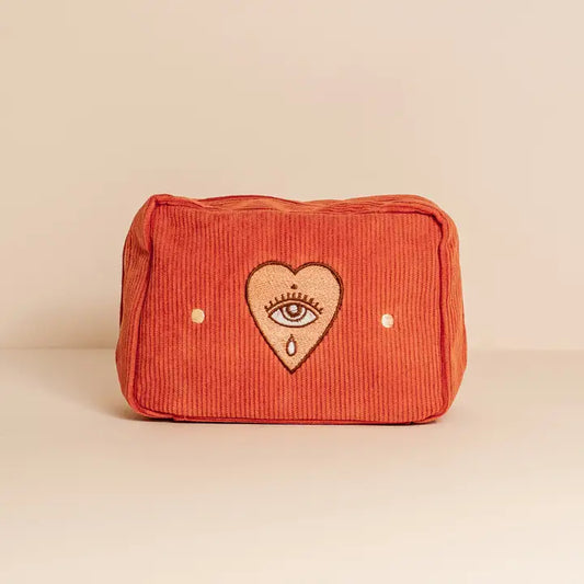 Corduroy Makeup Bag in Rust