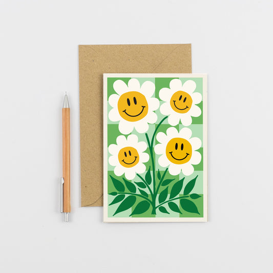 Happy Flower Greeting Card - Green