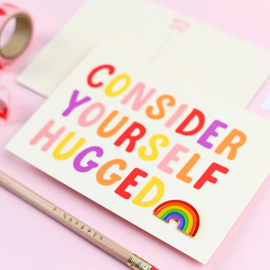 Consider Yourself Hugged Postcard and Pin | PIN & PAPER image 0