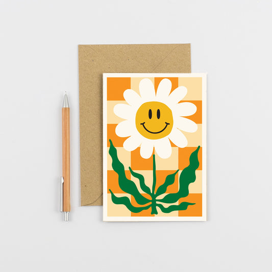 Happy Flower Greeting Card - Orange