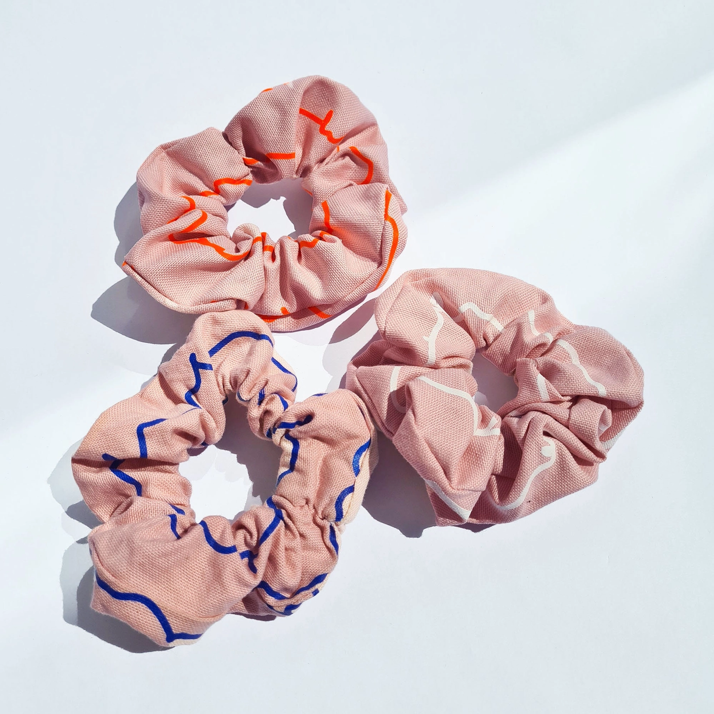 Pink Screen Printed Patterned Hair Scrunchie image 0