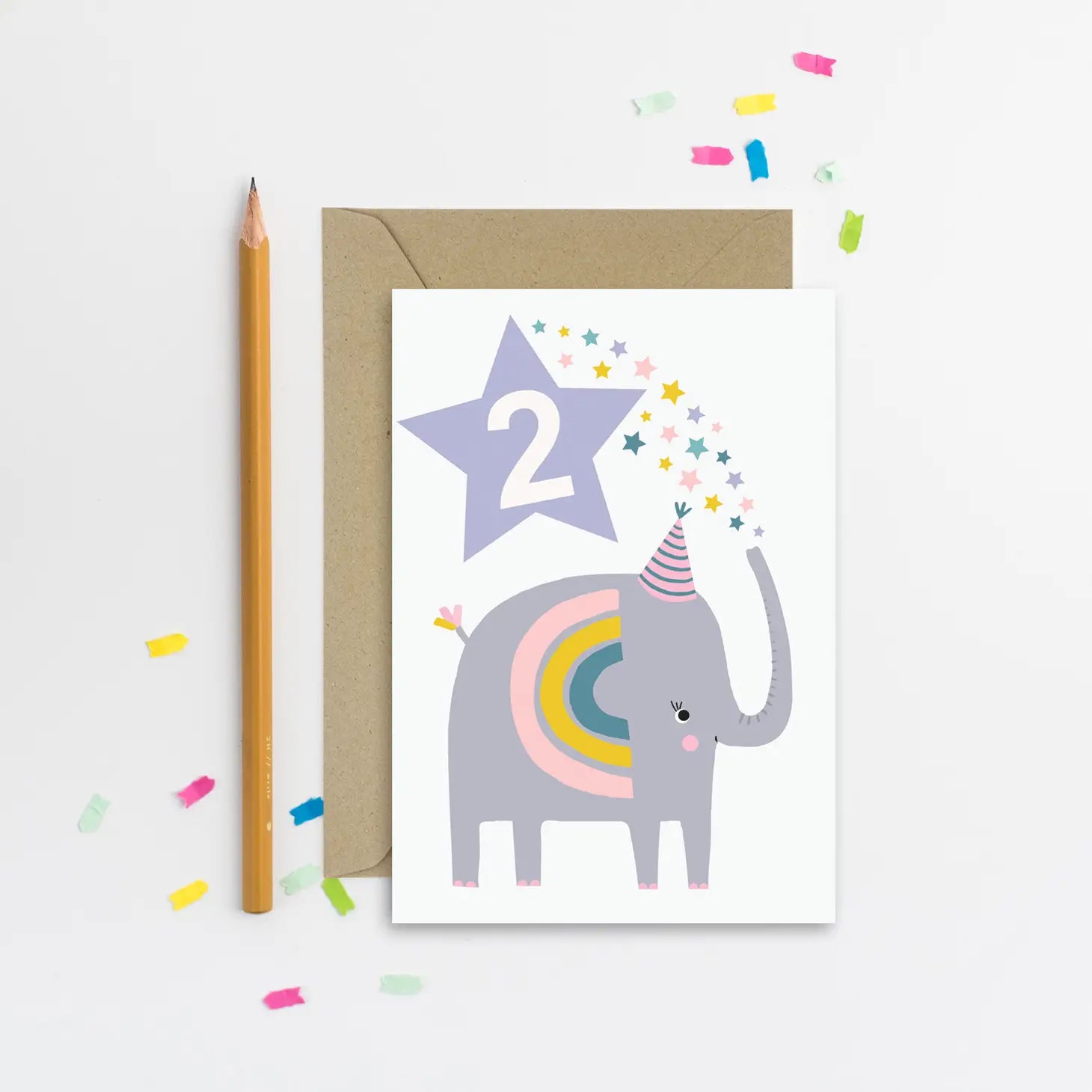 Age 2 Purple Elephant Kid's Birthday Card image 0