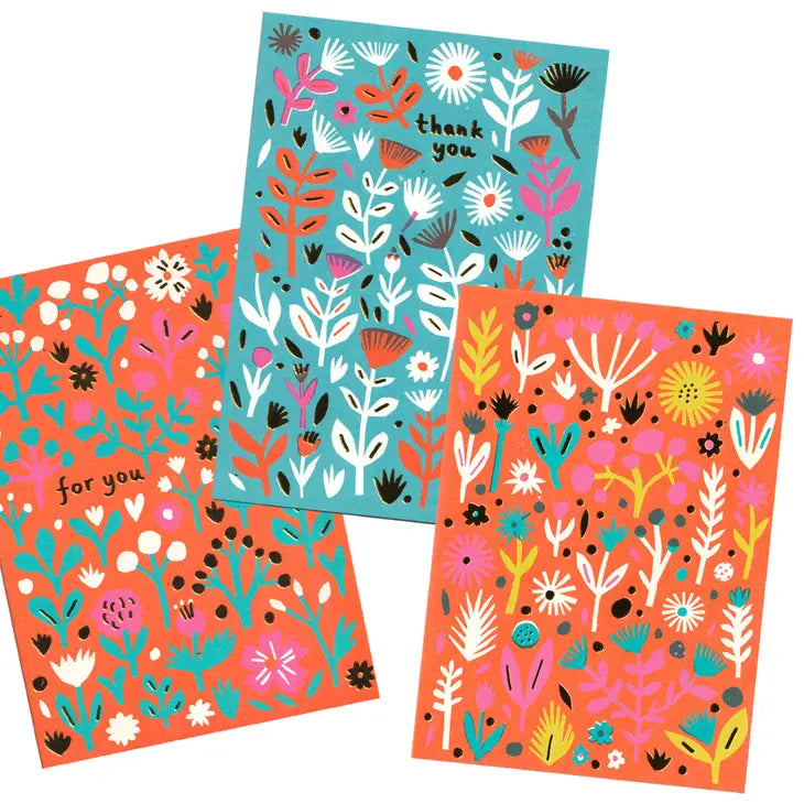 Red Floral Notes, 6 Card Pack image 1