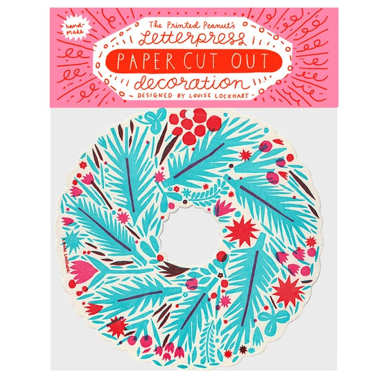 Letterpressed Winter Wreath Hanging Card Decoration image 0