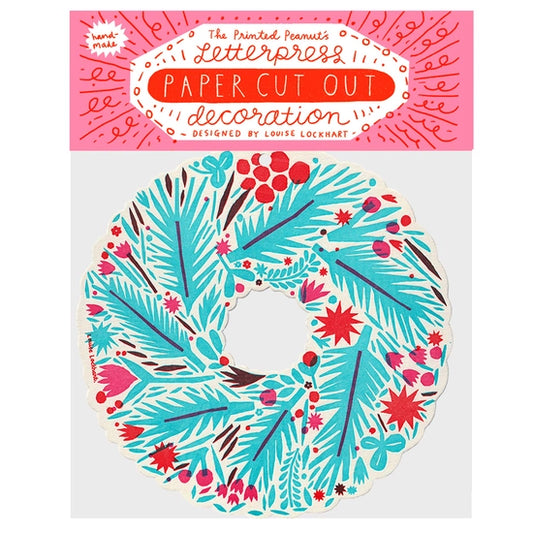 Letterpressed Winter Wreath Hanging Card Decoration image 0