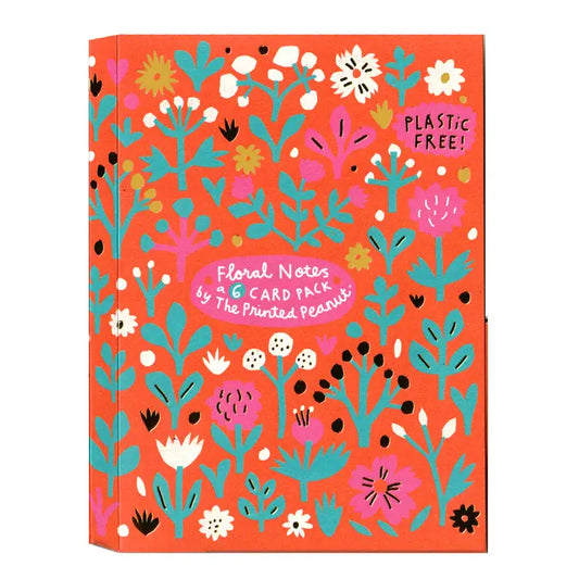 Red Floral Notes, 6 Card Pack image 0