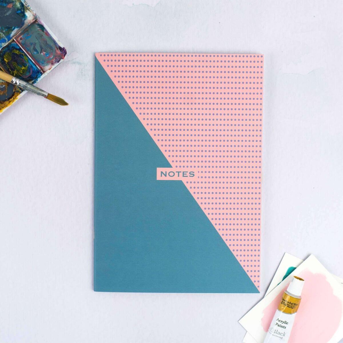 Two-Tone Teal and Pink A5 Notebook  image 0