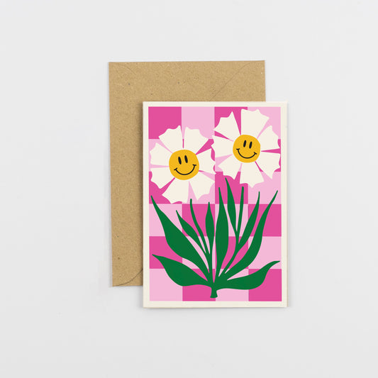 Happy Flower Greeting Card - Pink